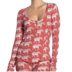 Intimately Free People Elephant Thermal Pajama Top M Scoop Neck Long Sleeve
